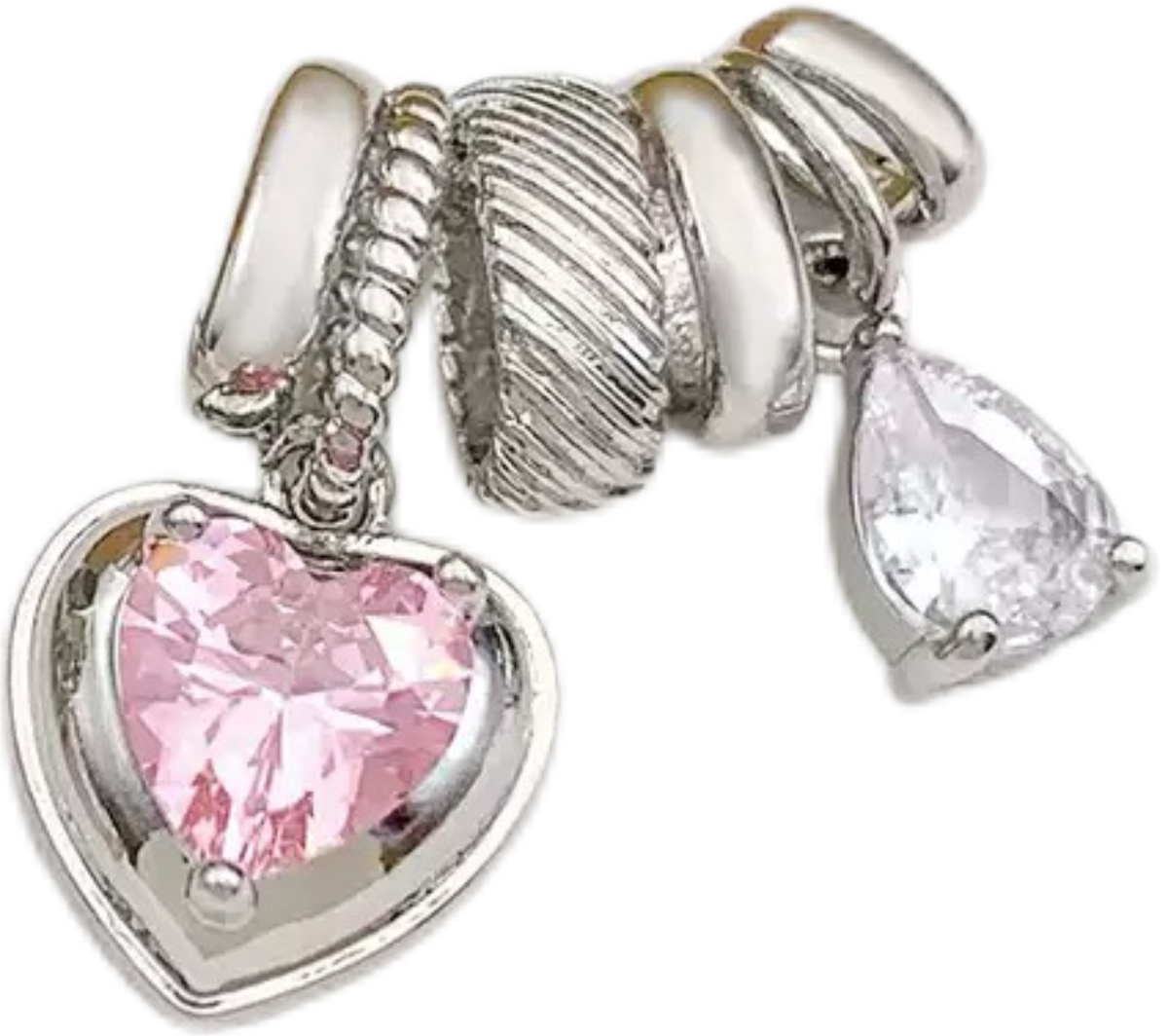 Silver-tone heart cubic zirconia pendant