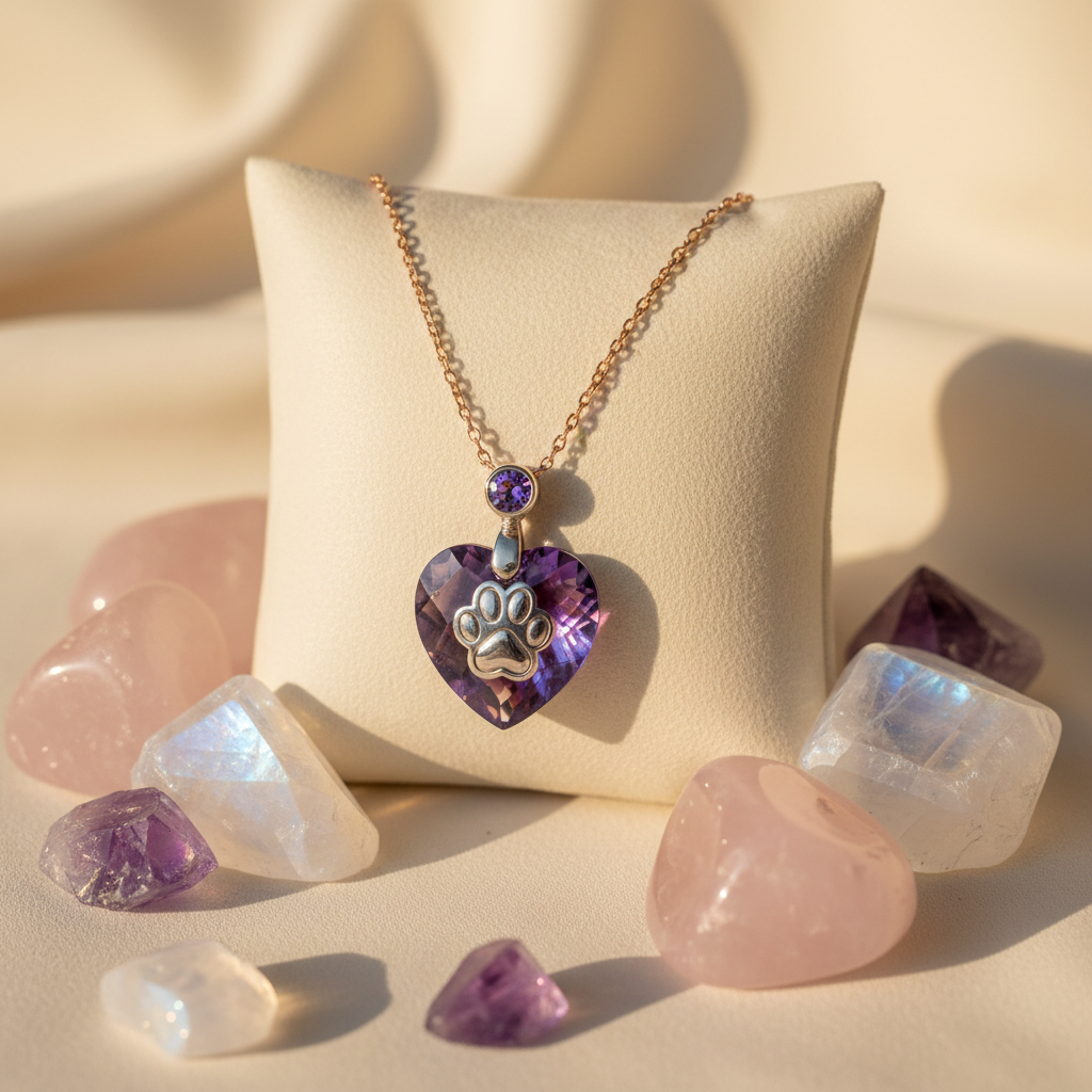 Luna Crystal Memory Necklace with amethyst pendant